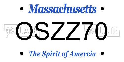 OSZZ70 Massachusetts License Plate