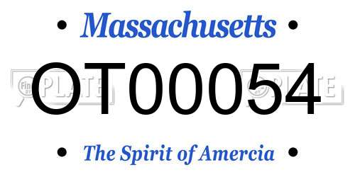 OT00054 Massachusetts License Plate