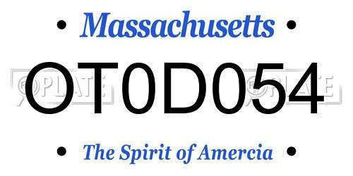 OT0D054 Massachusetts License Plate