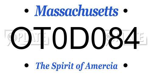 OT0D084 Massachusetts License Plate