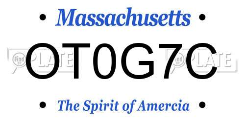 OT0G7C Massachusetts License Plate