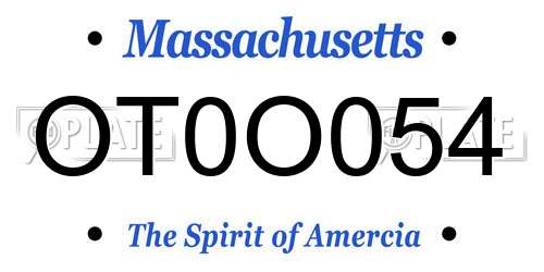 OT0O054 Massachusetts License Plate