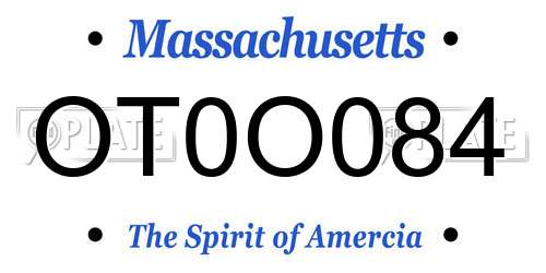 OT0O084 Massachusetts License Plate