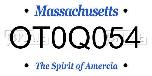 OT0Q054 Massachusetts License Plate