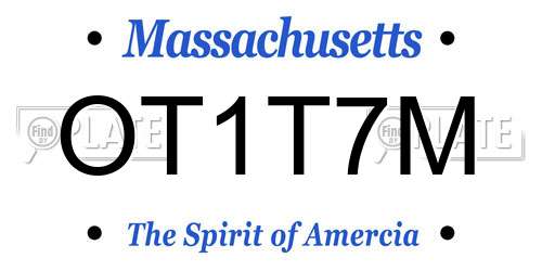 OT1T7M Massachusetts License Plate