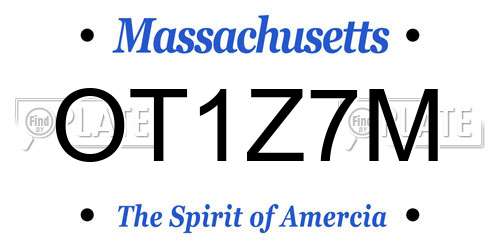 OT1Z7M Massachusetts License Plate