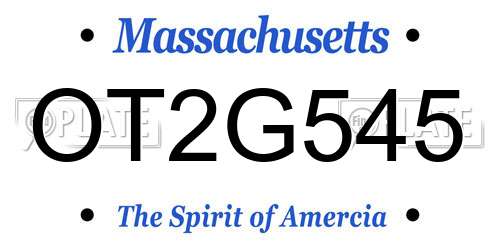 OT2G545 Massachusetts License Plate