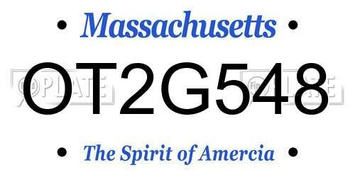 OT2G548 Massachusetts License Plate