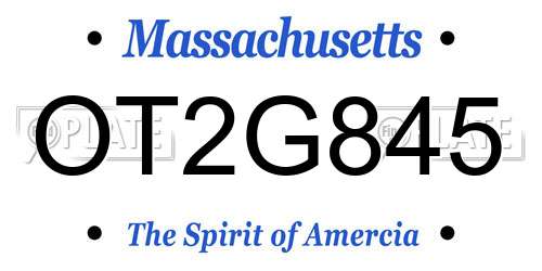 OT2G845 Massachusetts License Plate