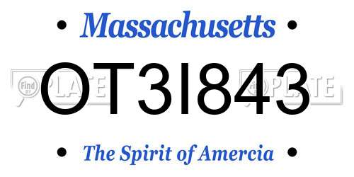 OT3I843 Massachusetts License Plate