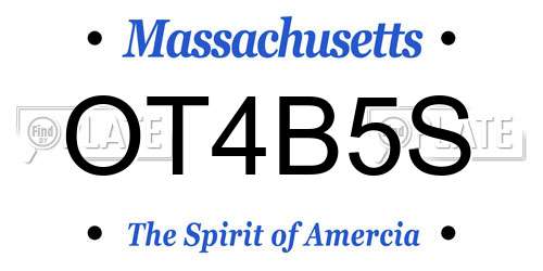 OT4B5S Massachusetts License Plate