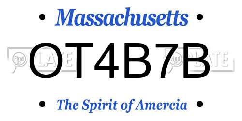 OT4B7B Massachusetts License Plate