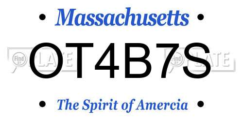OT4B7S Massachusetts License Plate