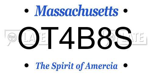 OT4B8S Massachusetts License Plate