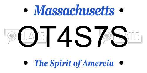 OT4S7S Massachusetts License Plate