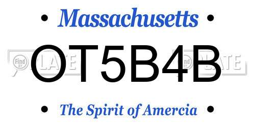 OT5B4B Massachusetts License Plate