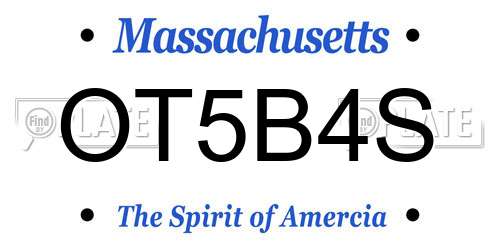 OT5B4S Massachusetts License Plate