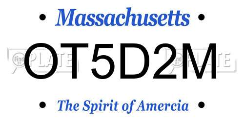 OT5D2M Massachusetts License Plate