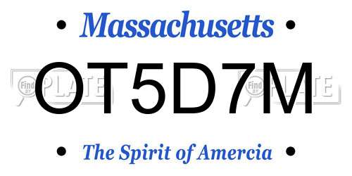 OT5D7M Massachusetts License Plate