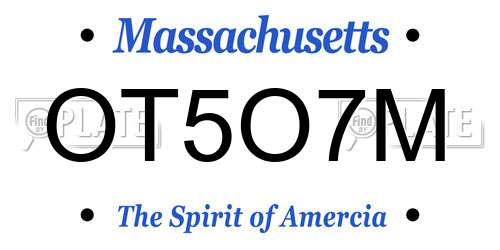OT5O7M Massachusetts License Plate