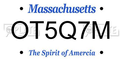 OT5Q7M Massachusetts License Plate