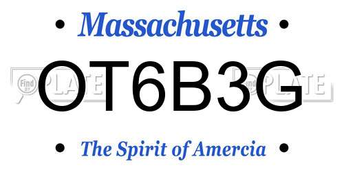 OT6B3G Massachusetts License Plate