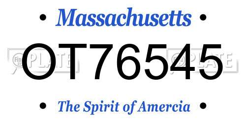 OT76545 Massachusetts License Plate