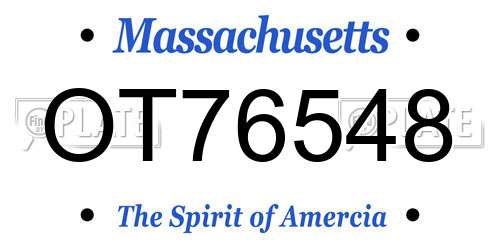 OT76548 Massachusetts License Plate