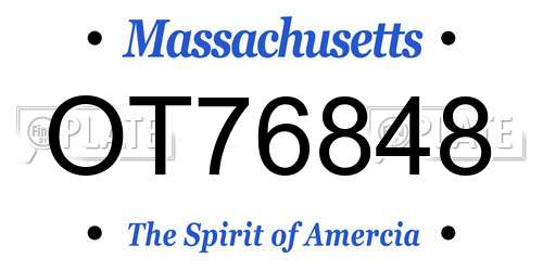 OT76848 Massachusetts License Plate