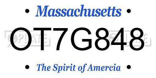 OT7G848 Massachusetts License Plate