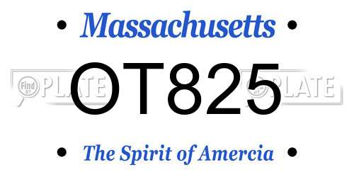 OT825 Massachusetts License Plate