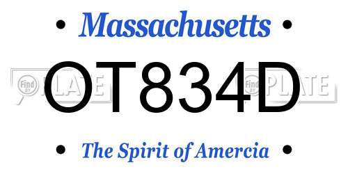 OT834D Massachusetts License Plate