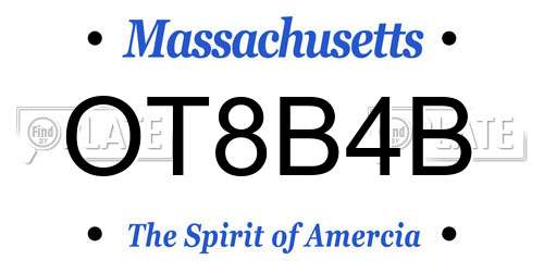 OT8B4B Massachusetts License Plate