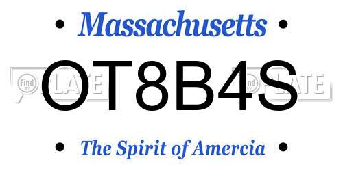 OT8B4S Massachusetts License Plate