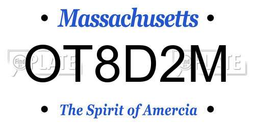 OT8D2M Massachusetts License Plate