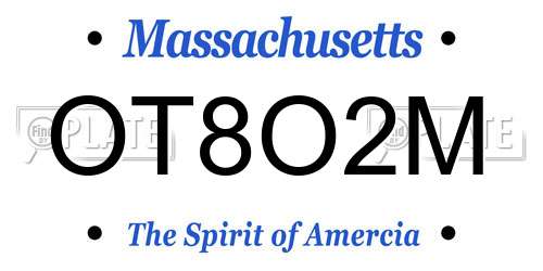 OT8O2M Massachusetts License Plate