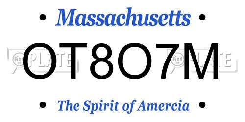 OT8O7M Massachusetts License Plate