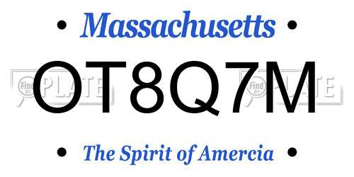 OT8Q7M Massachusetts License Plate