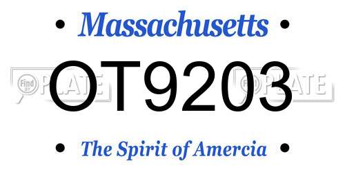 OT9203 Massachusetts License Plate