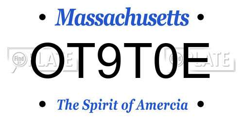 OT9T0E Massachusetts License Plate