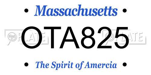 OTA825 Massachusetts License Plate