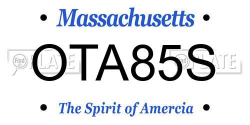 OTA85S Massachusetts License Plate