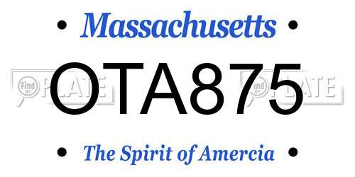 OTA875 Massachusetts License Plate