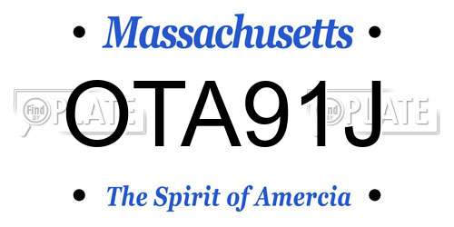 OTA91J Massachusetts License Plate