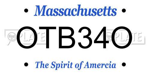 OTB34O Massachusetts License Plate