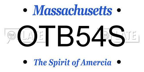 OTB54S Massachusetts License Plate