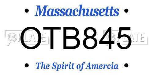OTB845 Massachusetts License Plate