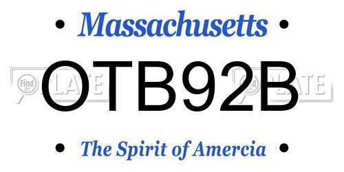 OTB92B Massachusetts License Plate