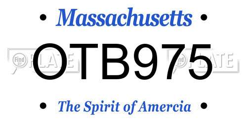 OTB975 Massachusetts License Plate