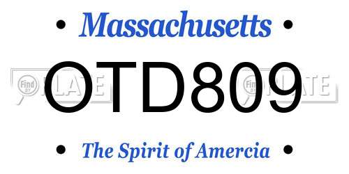 OTD809 Massachusetts License Plate